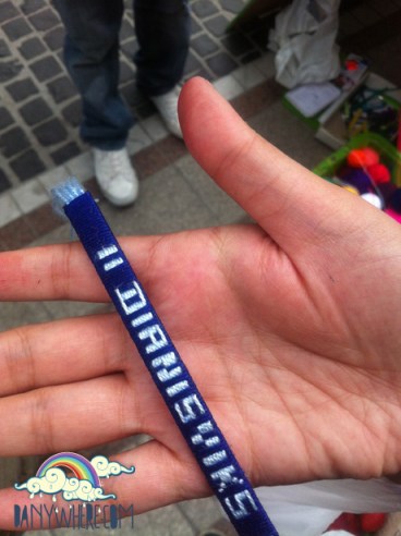 We decided to make a friendship bracelet with both our names on it in Frankfurt. Now safely in Sydney.